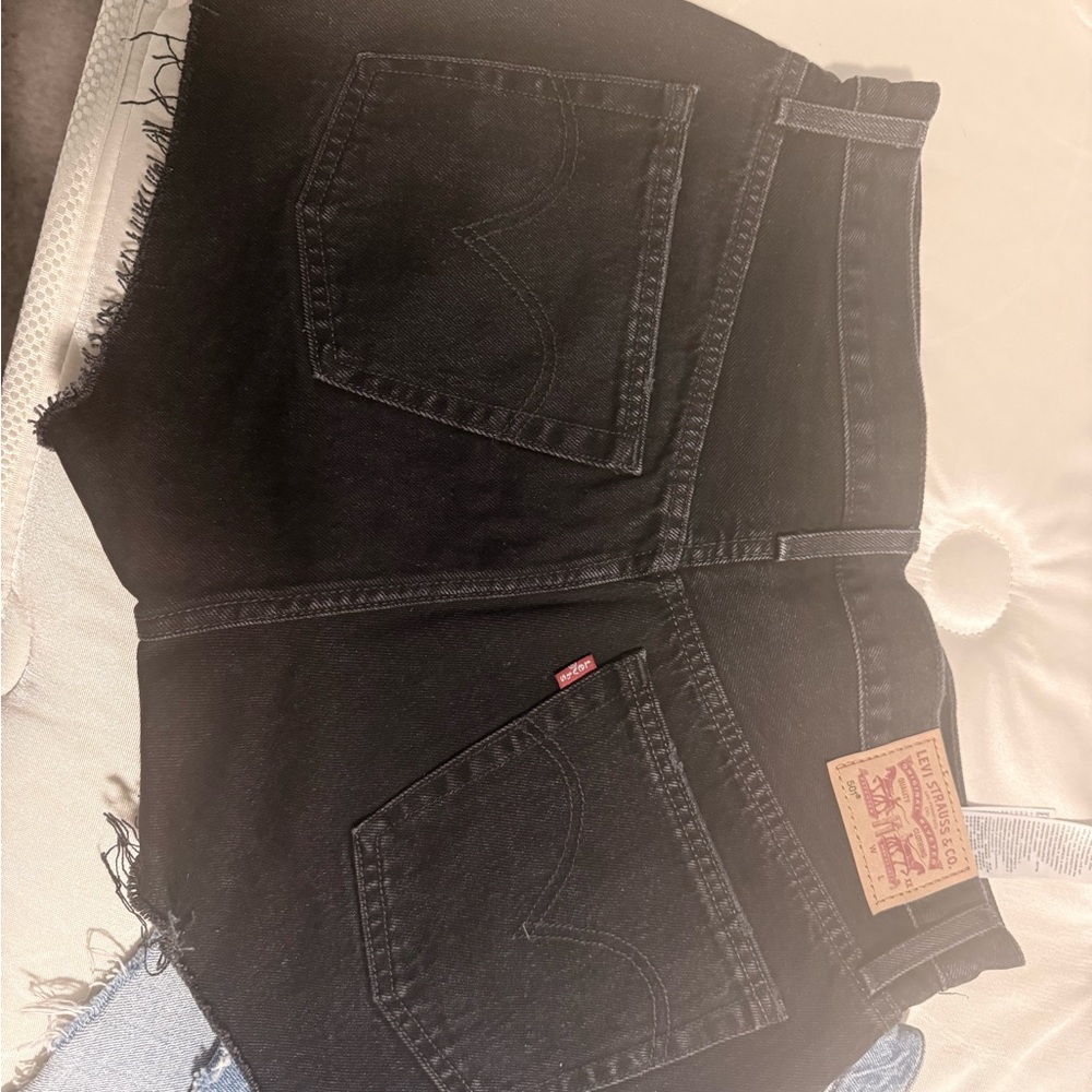 Levi's Women's Jean Shorts - 501 White, Light Blue, Black, Blue - Picture 9 of 13